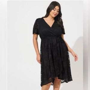 Torrid Lace Dress - Black Mini Lace Wrap Dress